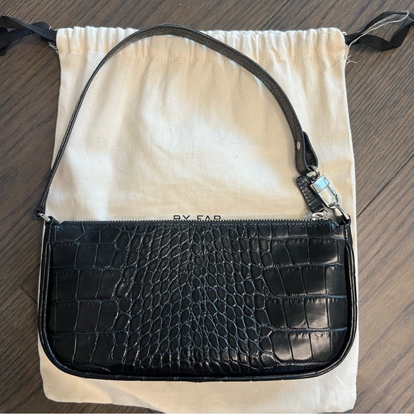 By Far Rachel Croco Embossed Leather Shoulder Bag - Picture 3 of 11